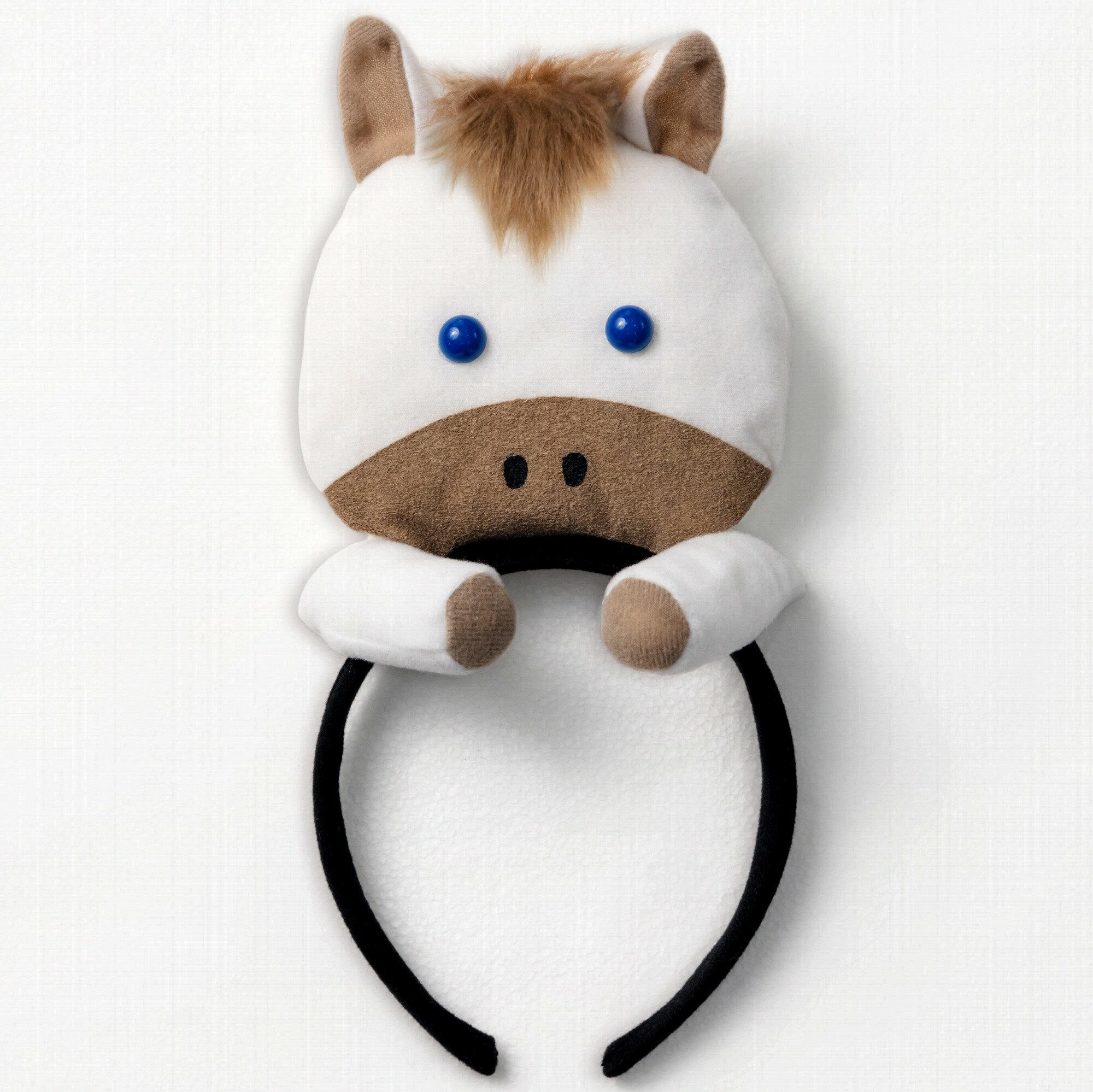 のっかり馬カチューシャ ホワイト【馬 頭飾り 被り物 かぶりもの ヘアアクセサリー 小物 午年 縁起物 グッズ 動物 アニマル コスプレ 有馬記念 かわいい パーティグッズ】定形外発送可1p390円 マジックナイト CS914495