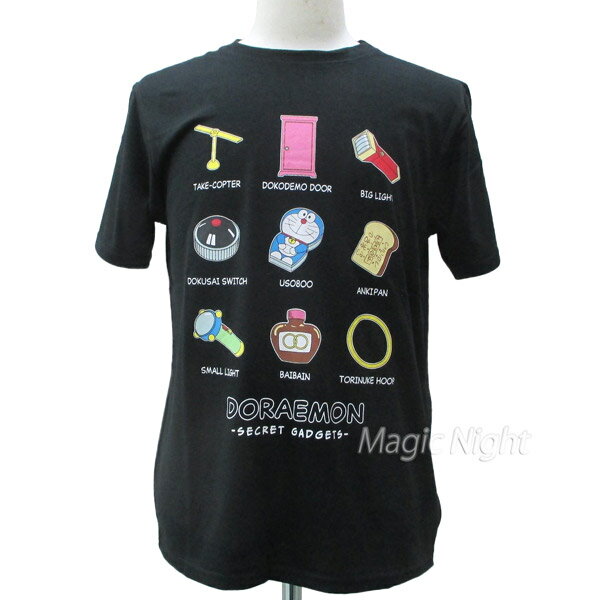 ドラえもん Tシャツ 秘密道具 ブラック【ドラえもん 大人用 Tシャツ 半袖 黒 公式】S M L LLサイズ ネコポス発送 マジックナイト DR3092BKのサムネイル