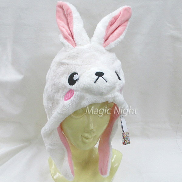 白ウサギ 着ぐるみキャップ【うさぎ 兎 被り物 かぶりもの 動物 アニマル 帽子 ハロウィン 仮装 コスプレ 変装 ホワイト イースター お月見 グッズ】定形外発送可1p450円 2p660円 マジックナイト SZ2936