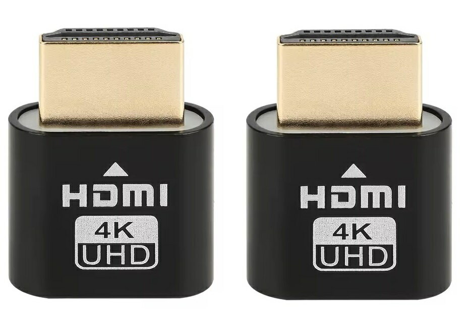 HDMI 仮想ディスプレイ ダミープラグ 4K60Hz対応 エミュレータ用 (ブラック, 2個)