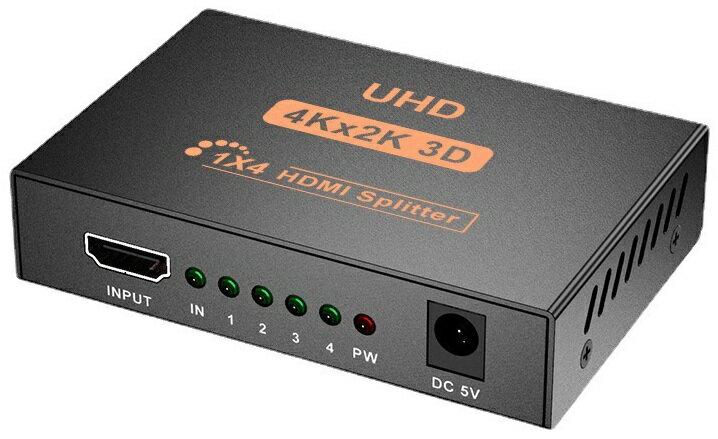 HDMI分配器 スプリッター 1 in 4 out 1入力4出力 4画面 同時出力 金属製本体 放熱性 耐久性 HDMIセレクター 4K 3D 1080P HDMI1.4 PS3/PS4/PS5 Xbox HDTV HDCP DVD 対応 USB給電ケーブル付