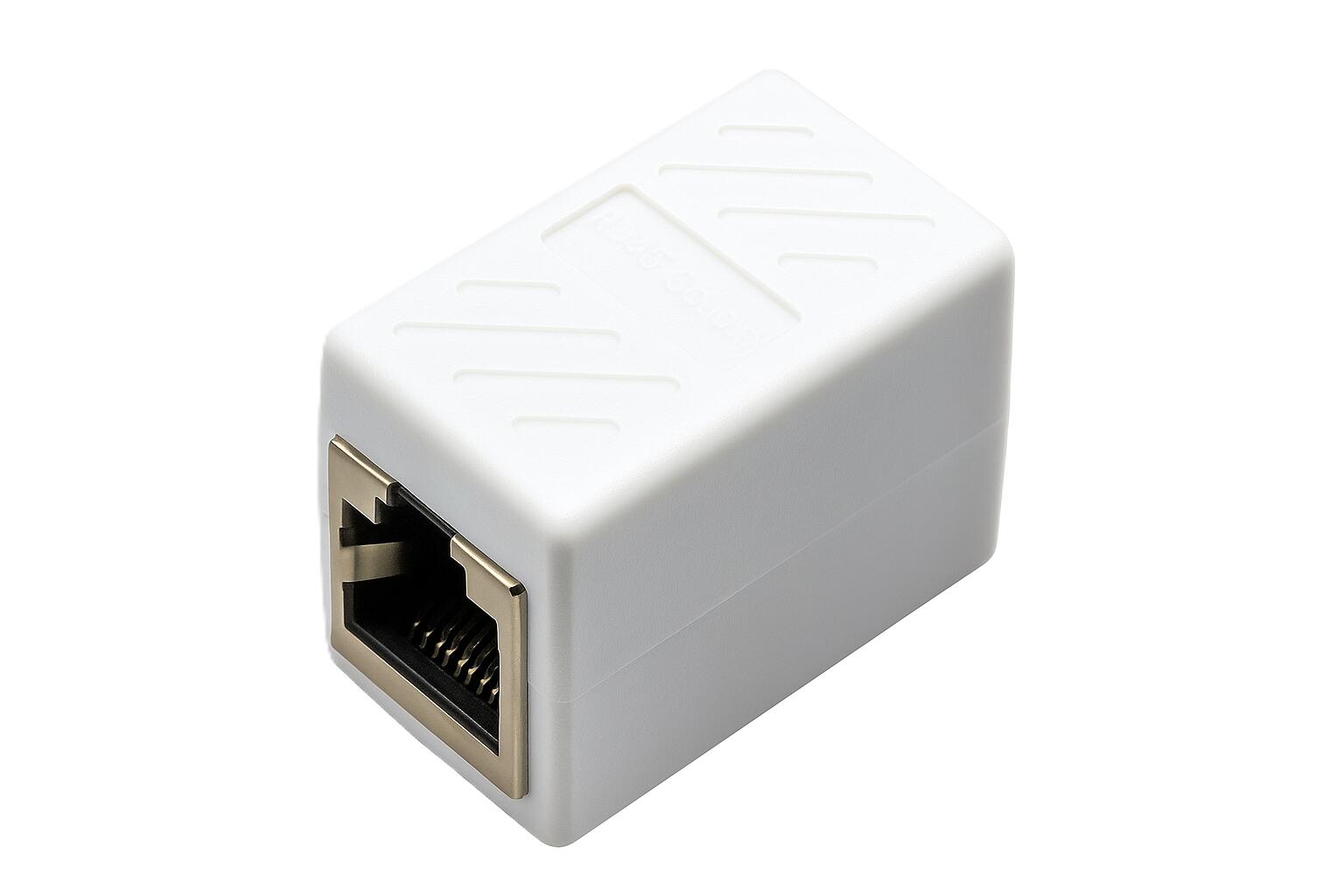 LANケーブル用中継コネクタ コンパクト ギガビット RJ45 延長 Cat7 Cat6 Cat5eコネクタ プラグ 8P8C メス-メス (1個, ホワイト)