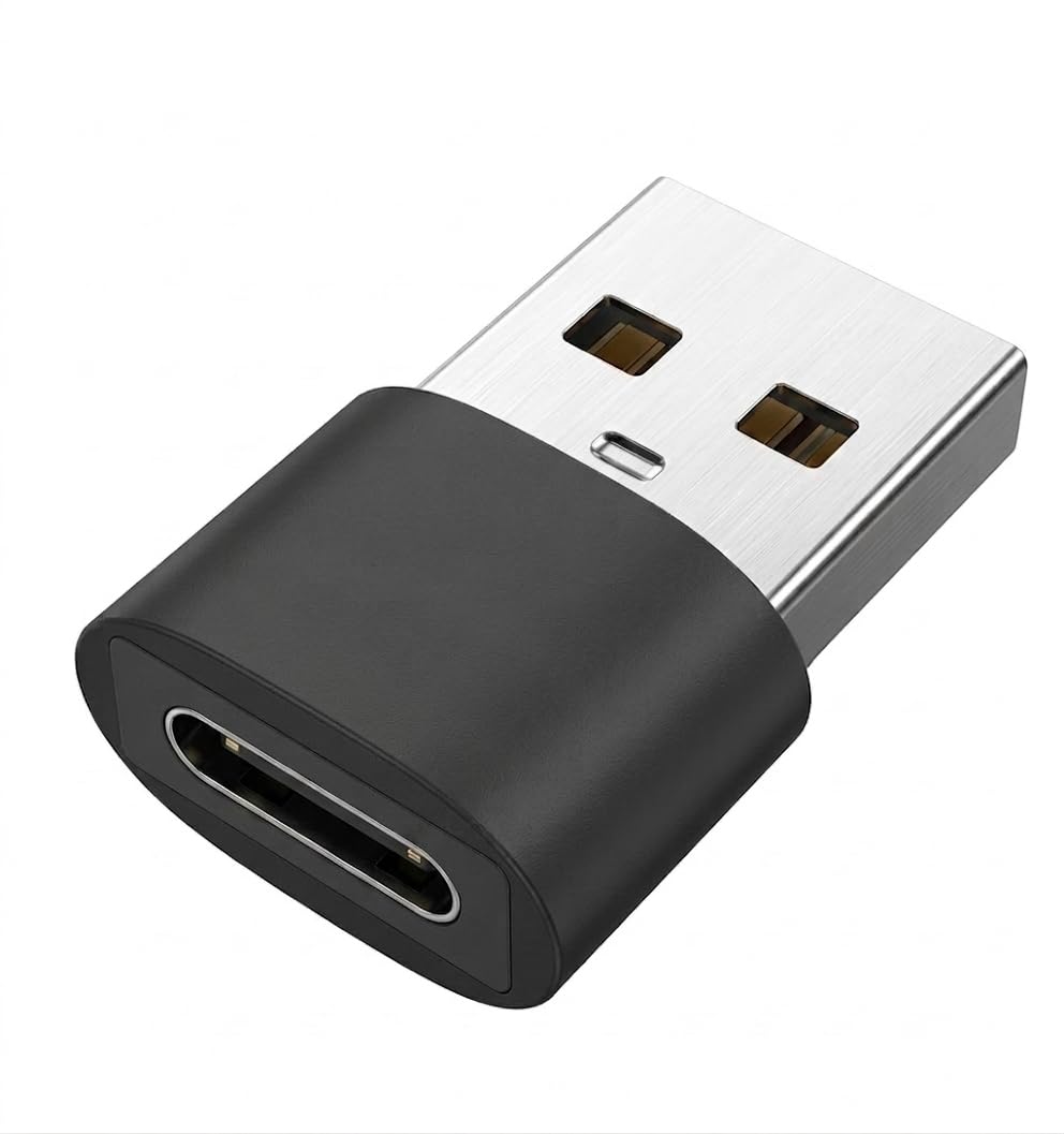 安心の日本企業 USB変換アダプター USB-Aオス-TYPE-Cメス 高速充電 データ転送対応 iPhone Android スマホ タブレット (ブラック, 1個)