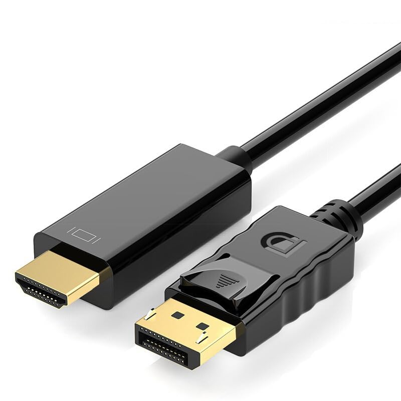 DP（PC側)→HDMI(モニター側） DisplayPortからHDMI 変換ケーブル ディスプレイポート 単方向伝送 ブラック (※HDMI（PC側)→DisplayPort(モニター側)への変換はできません。)(1本,1.8m)