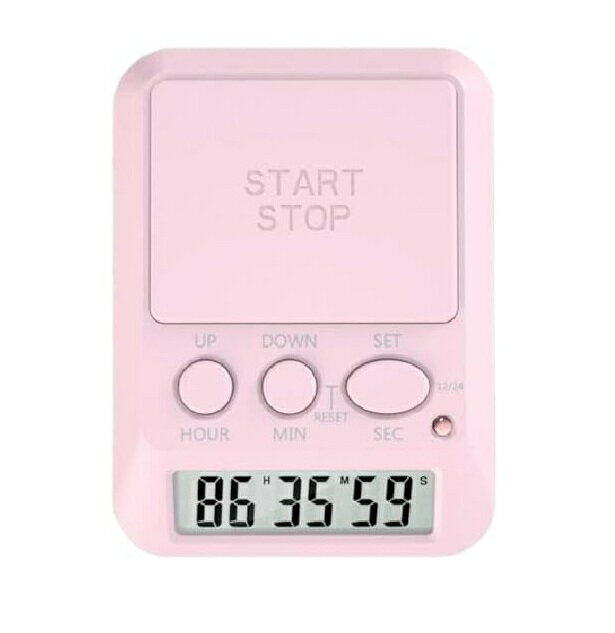 デジタルタイマー 学習用 キッチン 料理 ストップウォッチ 学生 勉強グッズ 目覚まし時計 (ピンク)