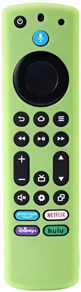 ファイアTV スティックリモコンカバー 音声認識コントロール 4KMax用 シリコンカバー 耐衝撃 防傷 防汚 防水 丸洗い可 全体保護 ソフトカバー 滑止対応(蓄光グリーン)