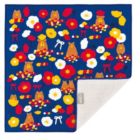 【ポピーとカピバラ】+imaプラスイマハンカチ 今治うまれ 日本製ガーゼハンカチ　＊6枚まで1梱包ポスト投函（8枚以上で送料無料）