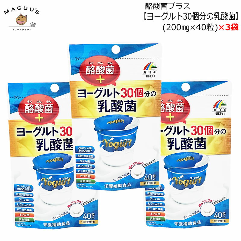 【3袋セット】ヨーグルト30個分の乳酸菌+酪酸菌 8g(200mg×40粒)×3袋 ユニマットリケン 【ポスト投函便】 乳酸菌 酪酸菌 ヨーグルト フェカリス菌 ラブレ菌 ビフィズス菌 KT-11乳酸菌 オリゴ糖 食物繊維