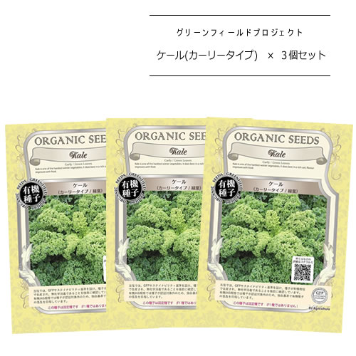 A096 ケール カーリータイプ/緑葉 0.5g 3個 有機種子 固定種 たね タネ グリーンフィールドプロジェクト 【ポスト投函便対象】