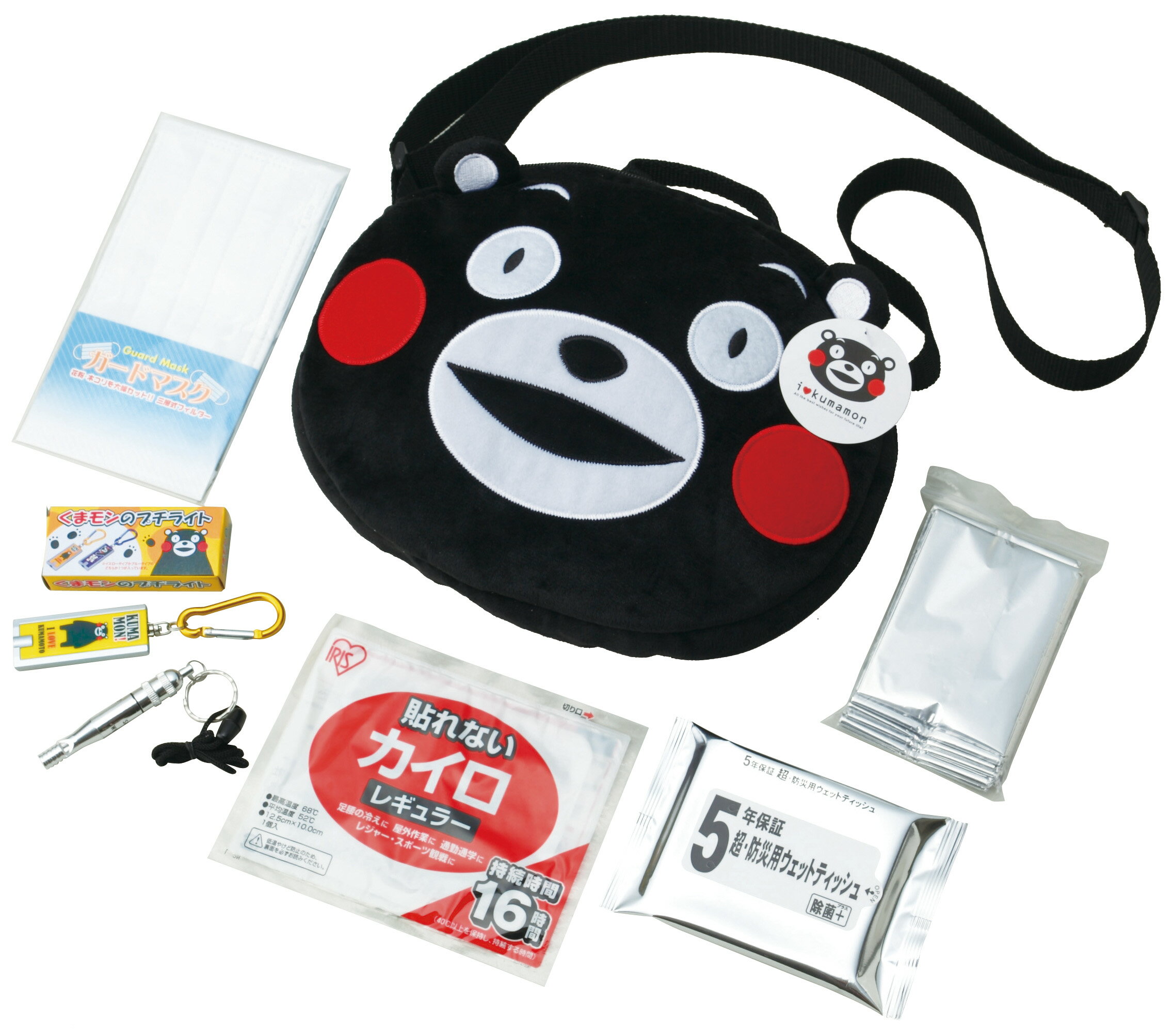 くまモンの非常持出しポーチセット(B) 7点セット 防災カード付 KMP-B 災害 防災グッズ LEDライト マス..