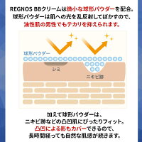 レグノスBBクリームはテカリ防止パウダー配合で、長時間経ってもサラサラ感が続く。