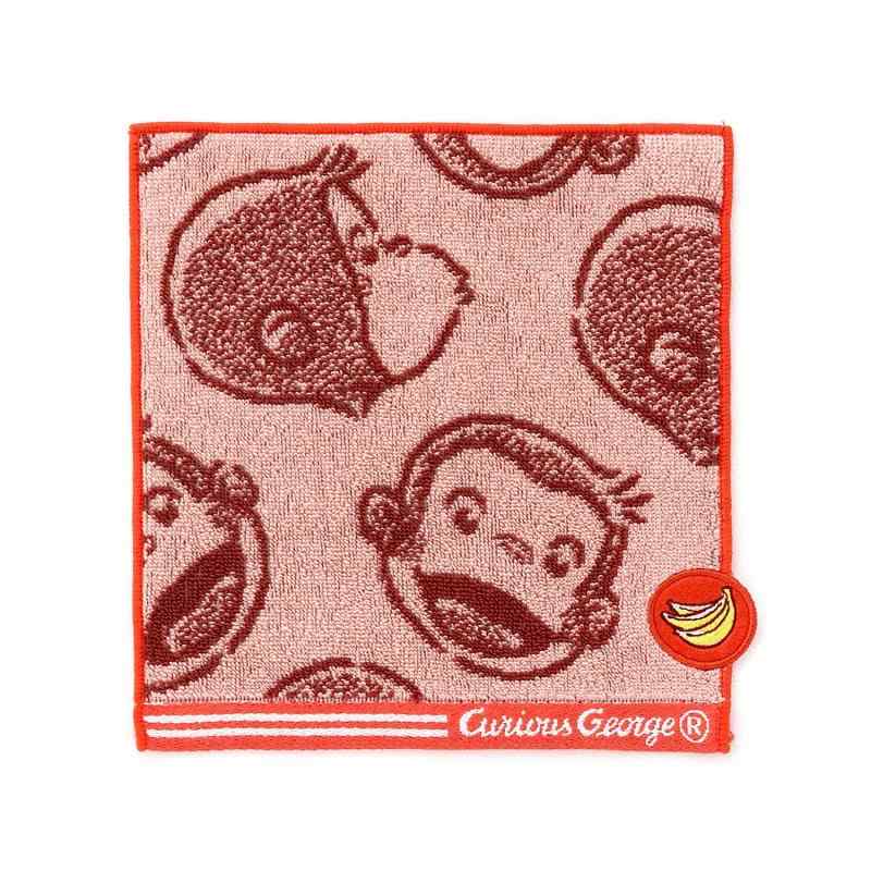 おさるのジョージ Curious George フェイス タオルハンカチ レッド 小さめ リボーンコットン フルフィ..