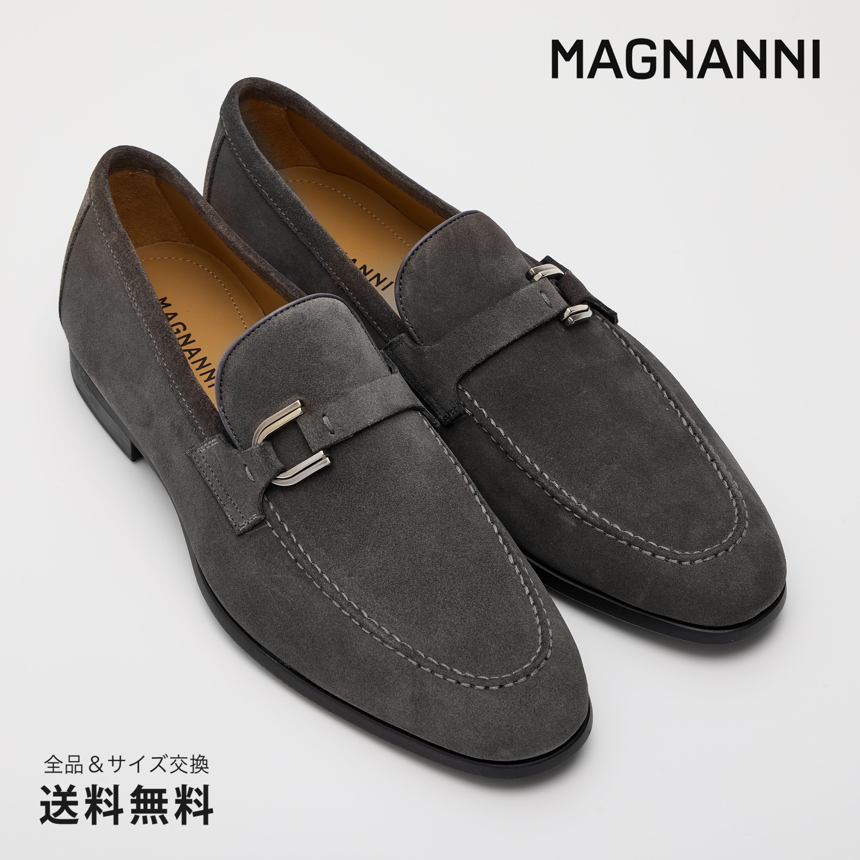 【公式】MAGNANNI マグナーニ バックル ローファー FLEX スエード ダークグレー 灰 74385 40DGY スペイン 靴 メンズ靴 ローファー サイズ 38 - 43 24.0 - 27.0cm 2024 S/S A/W 春夏 秋冬