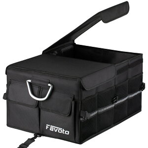 Favoto 車用収納ボックス トランクボックス ラゲッジルーム収納 整理 大容量 折り畳み式 仕切り板 滑り止め 固定ベルト付き SUV/軽自動車などの大中小型車に適用