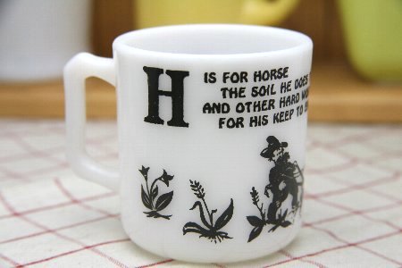 Hazel Atlas ヘーゼルアトラス 海外直輸入品USED品 ヴィンテージ チルドレンマグ Horse mug