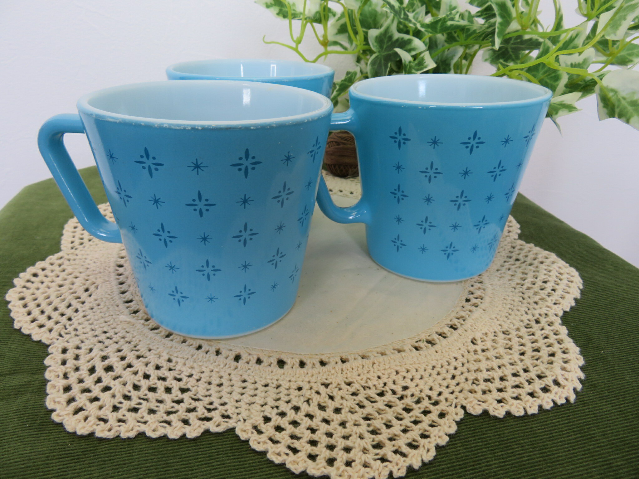 OldPyrex　オールドパイレックス　パイレックス　海外直輸入品USED品　ヴィンテージ　ブルースターマグ　mug　（1カップ）