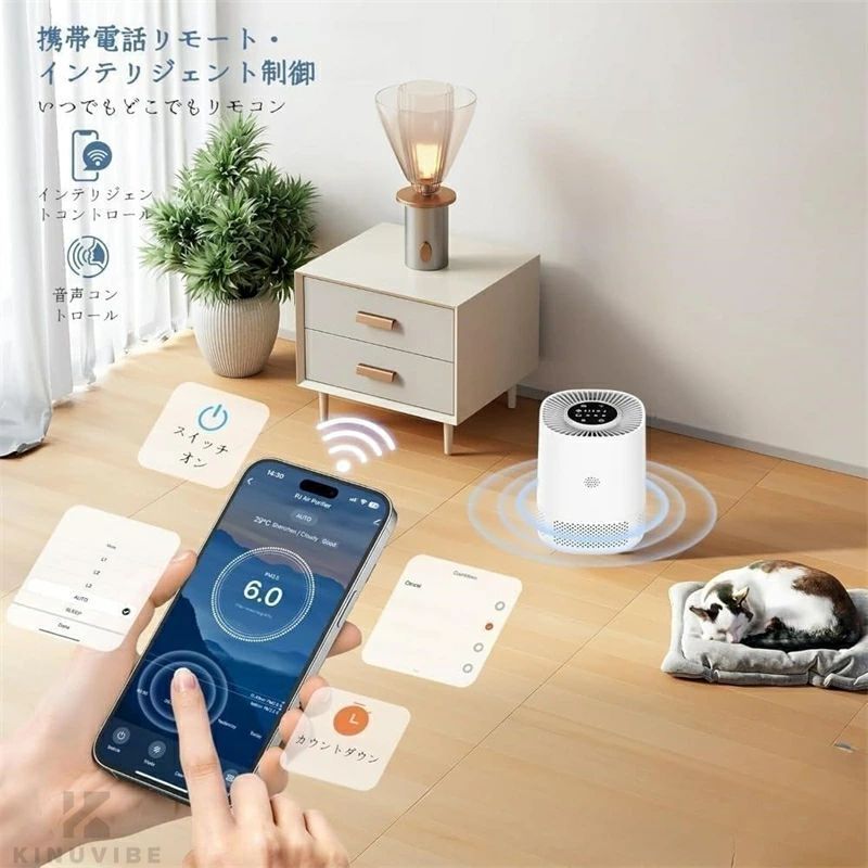 マグネットショッピングスプリーのコンパクトな360度循環式エアクナ 全方位空気清浄 オフィス 自宅で使用可能 ポータブル設計 高性能 小型空気清浄機 ペット対応 空気清浄機空気清浄機 ミニ マイナス脱臭機能搭載｜アングル2