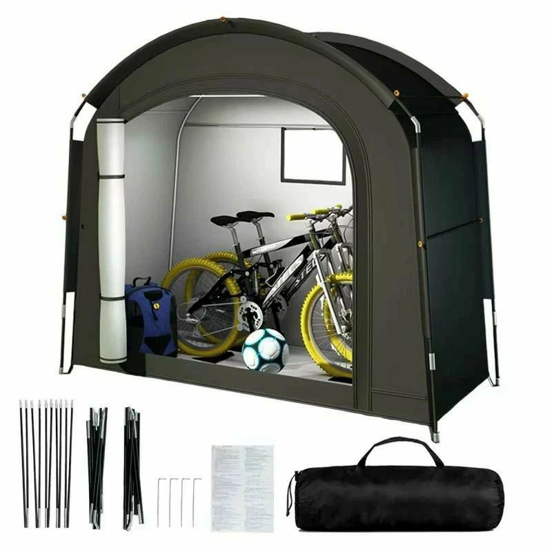 仕様: 自転車 テント展開サイズ：200×80×165 cm。取り外し可能なレインカバーのサイズ：196×93.5 CM。大人用自転車2台収納可能。自転車 テントとしてだけでなく、手持ちの園芸工具、家具パッド、芝刈り機、クーラー、プールおもちゃなどの屋外収納テントとしても使用できますレインカバー: この新しいタイプの自転車テントは、元の自転車テントに取り外し可能なレインカバーを追加し、自転車テント全体の雨や日差しからの保護効果を大幅に向上させ、自転車テントの耐用年数も延ばします。 同時に、レインカバーを取り外すと、一致するフロアマットまたはフロアマットとしても使用でき、自転車テントテント底部の耐摩耗性も向上します強くて丈夫: 自転車 テントは、高品質の210Dオックスフォードクロスとコーティングされた防水puの裏側で作られたこ、3層のリップストップ素材、防水/防塵/ UV耐性、退色の心配がありません。自転車 テントはすべての縫い目は耐久性のある糸で巻かれ、悪天候でも強力なサポートを提供するためにダブルステッチが施されています持ち運びに便利: サイクルハウスは軽量で折りたたみ可能に設計されており、キャリングバッグが付属しています。 コンポーネントは折りたたむとすべてキャリーバッグに収まります。 サイクルハウスは折りたたんだ時の寸法はわずか44 x 15 x 15 cmです。 持ち運びや保管が簡単です簡単な取り付け: (工具は必要ありません。セットアップには10分もかかりません）、フレームをまっすぐにしてサイクルハウスに予約された隙間に挿入し、少しの力でフレームをアーチに曲げ、短いフレームを使用して開きます使用幅、防風ネイル屋外での使用のためにサイクルハウスをより頑丈に保護します※注意事項サイズ・重量は、多少の誤差が生じる場合がございます。お使いのブラウザや設定により、画像と実際の商品との若干の色の違いが生じる場合がございます。予めご了承いただけますようお願いいたします。※仕様・デザインは改良のため予告なく変更することがあります。ご注意いただけましたら幸いです。仕様: 自転車 テント展開サイズ：200×80×165 cm。取り外し可能なレインカバーのサイズ：196×93.5 CM。大人用自転車2台収納可能。自転車 テントとしてだけでなく、手持ちの園芸工具、家具パッド、芝刈り機、クーラー、プールおもちゃなどの屋外収納テントとしても使用できますレインカバー: この新しいタイプの自転車テントは、元の自転車テントに取り外し可能なレインカバーを追加し、自転車テント全体の雨や日差しからの保護効果を大幅に向上させ、自転車テントの耐用年数も延ばします。 同時に、レインカバーを取り外すと、一致するフロアマットまたはフロアマットとしても使用でき、自転車テントテント底部の耐摩耗性も向上します強くて丈夫: 自転車 テントは、高品質の210Dオックスフォードクロスとコーティングされた防水puの裏側で作られたこ、3層のリップストップ素材、防水/防塵/ UV耐性、退色の心配がありません。自転車 テントはすべての縫い目は耐久性のある糸で巻かれ、悪天候でも強力なサポートを提供するためにダブルステッチが施されています持ち運びに便利: サイクルハウスは軽量で折りたたみ可能に設計されており、キャリングバッグが付属しています。 コンポーネントは折りたたむとすべてキャリーバッグに収まります。 サイクルハウスは折りたたんだ時の寸法はわずか44 x 15 x 15 cmです。 持ち運びや保管が簡単です簡単な取り付け: (工具は必要ありません。セットアップには10分もかかりません）、フレームをまっすぐにしてサイクルハウスに予約された隙間に挿入し、少しの力でフレームをアーチに曲げ、短いフレームを使用して開きます使用幅、防風ネイル屋外での使用のためにサイクルハウスをより頑丈に保護します※注意事項サイズ・重量は、多少の誤差が生じる場合がございます。お使いのブラウザや設定により、画像と実際の商品との若干の色の違いが生じる場合がございます。予めご了承いただけますようお願いいたします。※仕様・デザインは改良のため予告なく変更することがあります。ご注意いただけましたら幸いです。