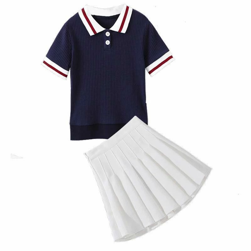 キッズ ゴルフウェア ジュニア 子供 ガールズ ツーピース 半袖 トップス ポロシャツ 防光 ショーツ スカート パンツ ホワイト ピンク