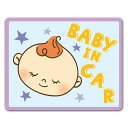 【車ステッカー】赤ちゃん寝顔【BABY IN CAR】ベビーインカー ベイビーインカー 車マグネットステッカー ゆうパケット対応210円〜