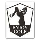 【車ステッカー】ゴルフ シルエットスウィングしている女性【ENJOY GOLF】アウトドア レジャー 車マグネットステッカー ゆうパケット対応210円〜