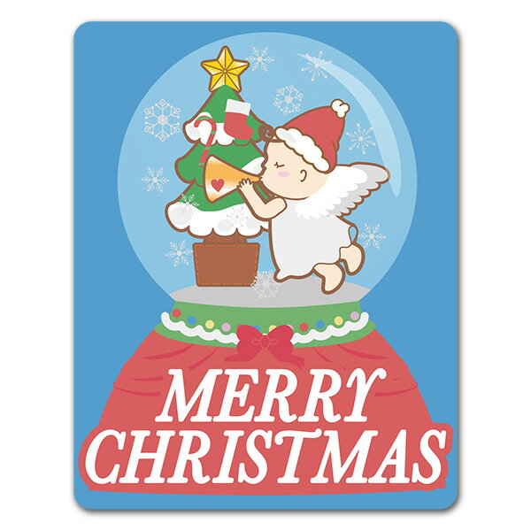Rakuten - 【マグネットステッカー】クリスマス スノードームと天使【MERRY CHRISTMAS】メリークリスマス 車マグネットステッカー ゆうパケット対応210円〜