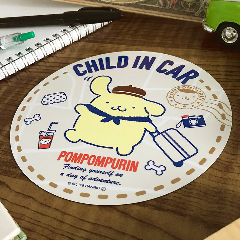 【車ステッカー】ポムポムプリン 丸型15cm【CHILD IN CAR】チャイルドインカー 車...