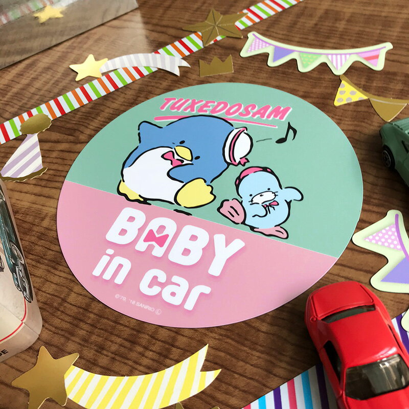 【車ステッカー】タキシードサム 丸型15cm【BABY IN CAR】ベビーインカー ベイビーインカー 車マグネットステッカー ゆうパケット対応210円〜