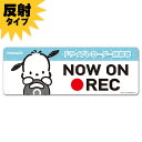 【車ステッカー】反射マグネットステッカー ポチャッコ ドライブレコーダー搭載車【NOW ON REC】スリム型 車マグネットステッカー ゆうパケット対応210円...