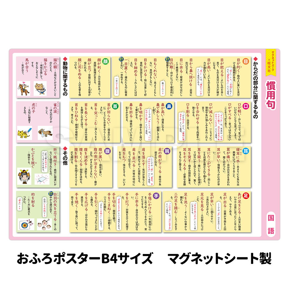 【ブラックフライデー期間ポイントUP】お風呂ポスター 【慣用句】 中学受験シリーズ 国語 日本語 文字 『マグネットパーク×旺文社』 勉強 旺文社 中学受験 勉...