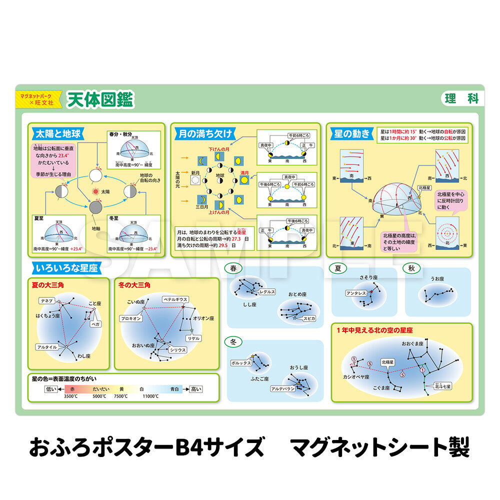 【ブラックフライデー期間ポイントUP】お風呂ポスター 【天体図鑑】 中学受験シリーズ 理科 星座 天体 『マグネットパーク×旺文社』 勉強 旺文社 中学受験 勉...
