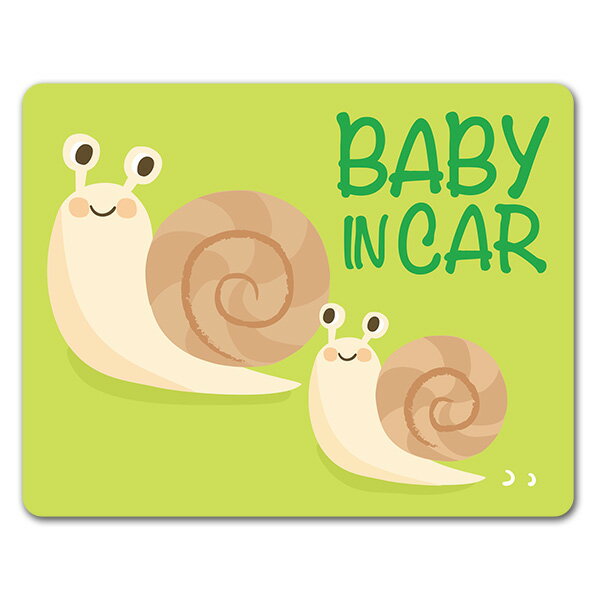 Rakuten - 【車ステッカー】カタツムリの親子【BABY IN CAR】ベビーインカー ベイビーインカー 車マグネットステッカー ゆうパケット対応210円〜