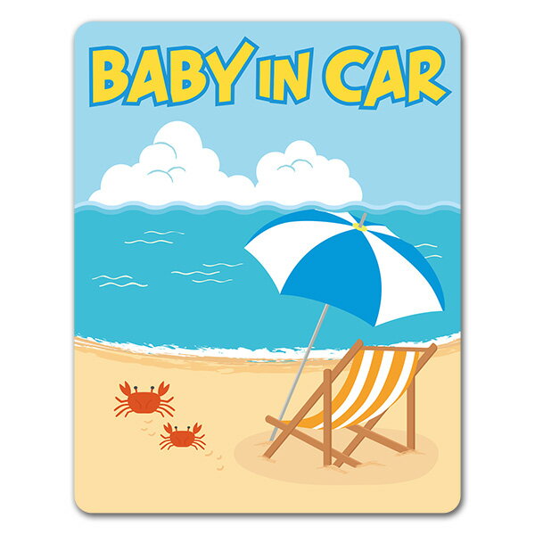樂天商城 - 【車ステッカー】海の風景 海水浴場【BABY IN CAR】ベビーインカー ベイビーインカー 車マグネットステッカー ゆうパケット対応210円〜