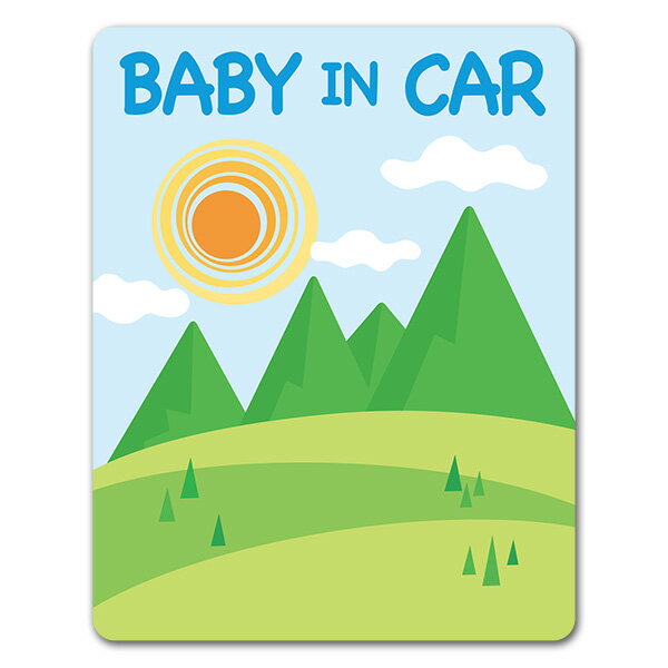 Rakuten - 【お買い物マラソン期間ポイント10倍】【車ステッカー】山と太陽の風景【BABY IN CAR】ベビーインカー ベイビーインカー 車マグネットステッカー ゆうパケット対応210円〜