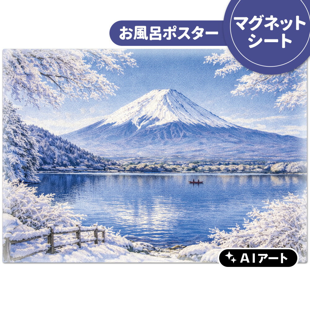 AIアートお風呂ポスター【季節の富士山 キャンバスアート風 冬】マグネットシート製【宅配便限定】【有料ギフトラッピング対応可】