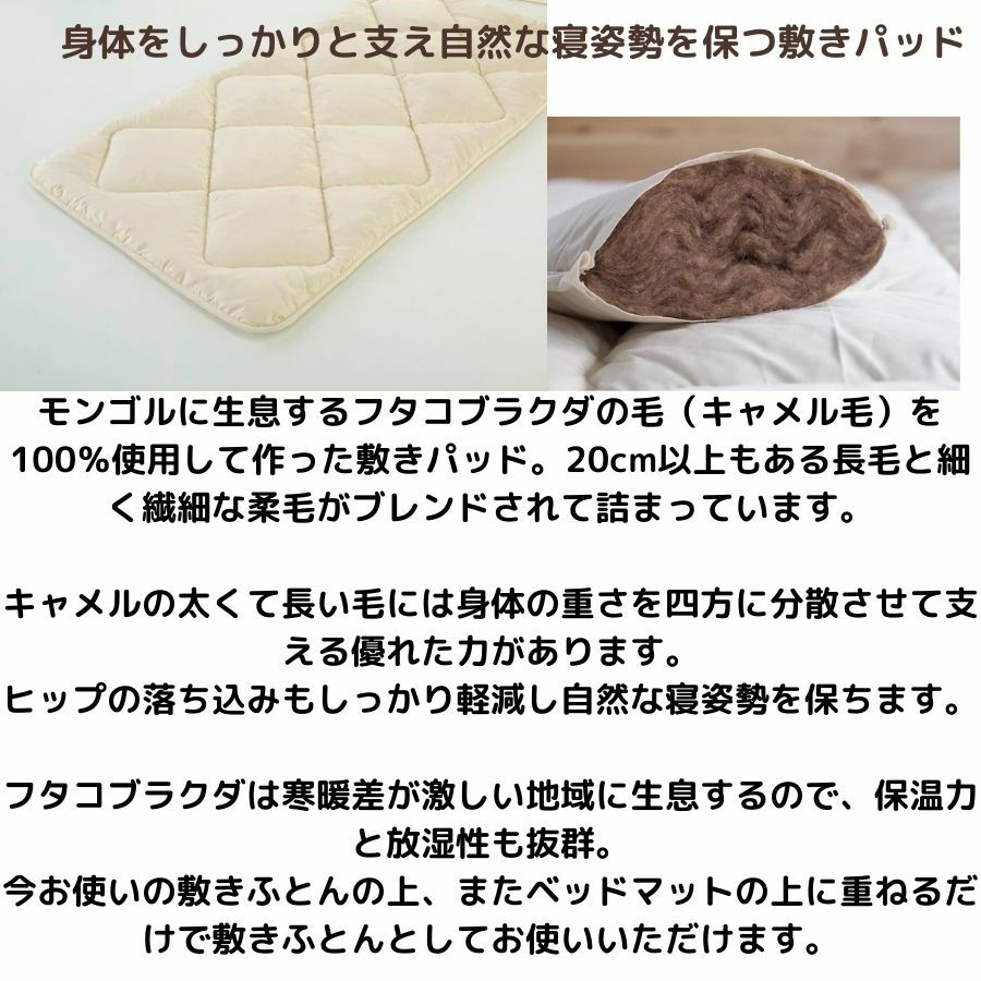 敷き寝具 キャメル敷きパッド セミダブル レギュラータイプSD:120×200cm/3.7kg [2]