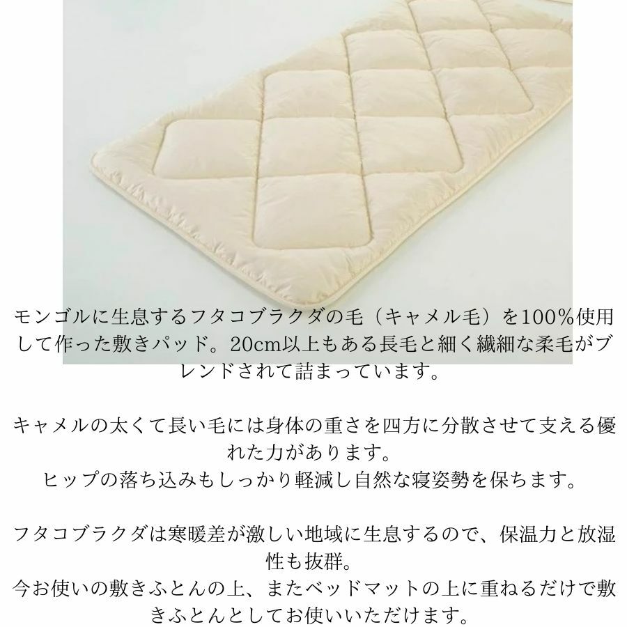敷き寝具 キャメル敷きパッド セミダブル レギュラータイプSD:120×200cm/3.7kg [3]