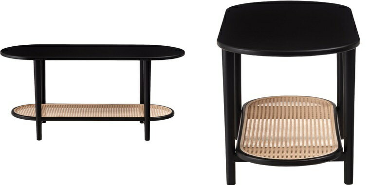 テーブル リビングテーブル センターテーブル 飾り棚 楕円 丸 ラタン 二段 2段 北欧 韓国インテリア シンプル ナチュラル 寝室 ソファーサイド [2]