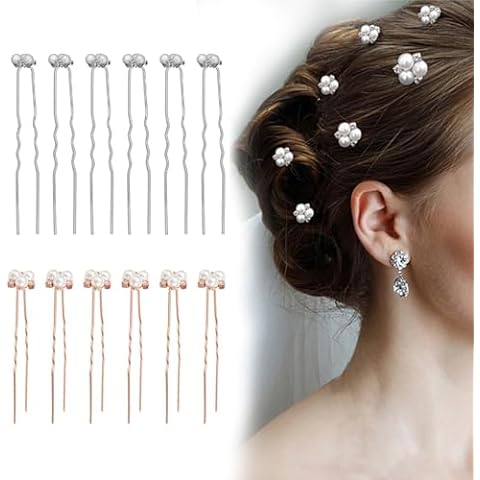 パールピン ヘアピン 髪飾り パール 12本セット 成人式 髪飾りヘアピン シルバー ローズゴールド 2色卒業式 髪飾り Uピン 普段使い 和装 花嫁 結婚式 ...