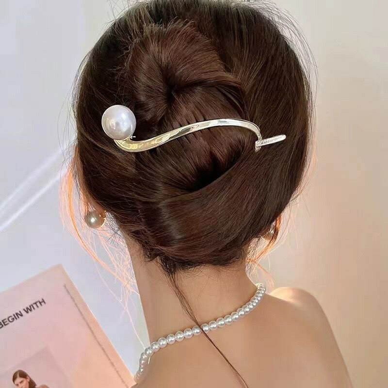 パール バナナクリップ ゴールド ヘアクリップ バレッタ ヘッドドレス カエル 単語...