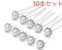 ヘアピン 10本セット パール 髪飾り 結婚式 アクセサリー パール ラインストーン ヘアアレンジ ヘアピン ウエディング ティアラ ブライダル 成人式 発表会 パーティードレス