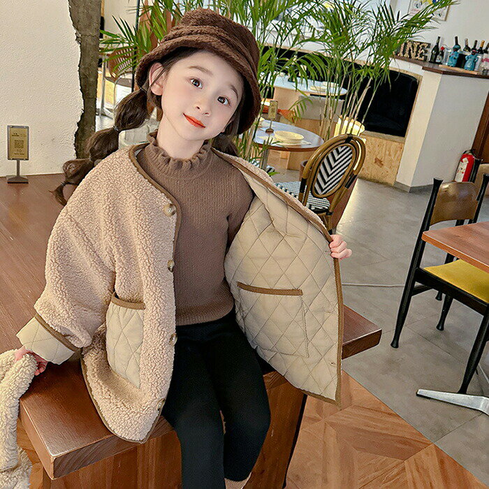 リバーシブル ボアコート 中綿 ジャケット アウター 防寒 コート ボア ボアジャケット ボアコートレディース ジャンパー フリースパーカー 子供服 こども 防...