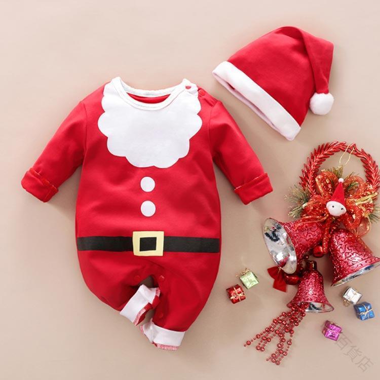 ベビー＆キッズ用 お誕生日 ロンパース 赤ちゃん ベビー着ぐるみ サンタ サンタ服 クリスマス衣装 2点セット サンタ カバーオール 可愛い サンタさんコスチューム 衣装 クリスマスパーティーに最適なキッズ用着ぐるみ