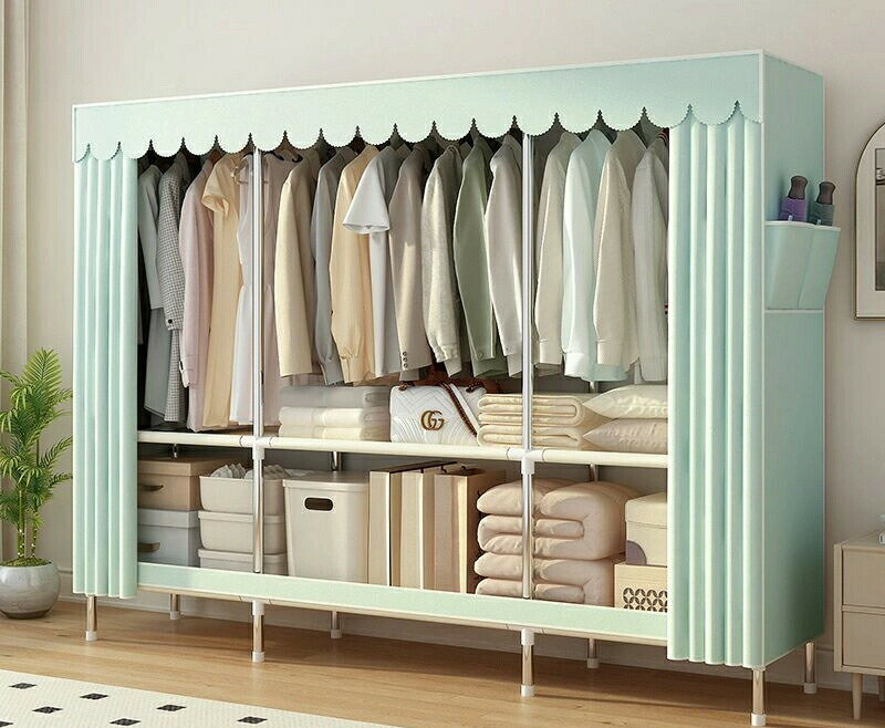 簡易クローゼット全鋼架貸家寝室組立て鋼管厚く補強太く全閉鎖布製クローゼット