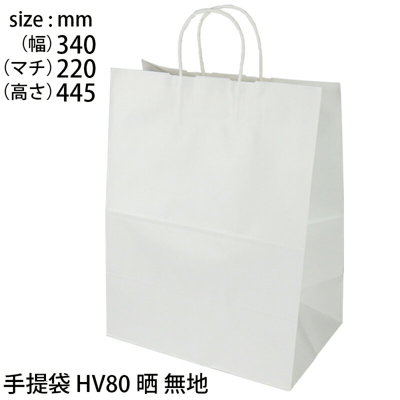 手提げ袋 紙 白無地 HV80晒無地 (t0) | ギフトバッグ 紙丸紐白 手提袋 XZT00932
