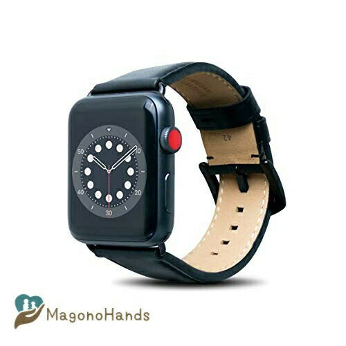 Alto ハンドメイド プレミアム イタリアンレザーベルト Apple Watch 44 mm / 42 mm用 Circumference of wrist: 173 ~ 215mm ブラック AW842-RAV