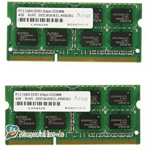 アドテック DDR3-1600/PC3-12800 SO-DIMM 4GB×2枚組 ADS12800N-4GW