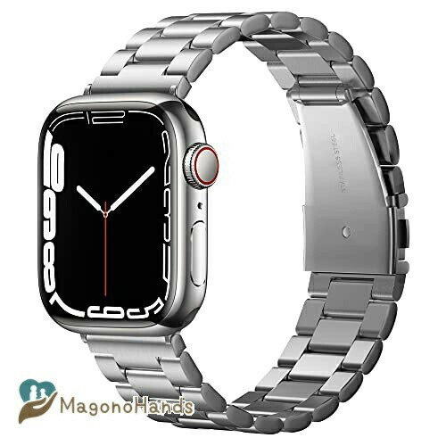 【Spigen】 コンパチブル Apple Watch バンド 45mm 44mm 42mm ステンレス製 シルバー 調整可 調整器具付き 交換ベルト チェーン Apple Watch SE 7 6 5 4 3 2 1 対応 メタル 3連