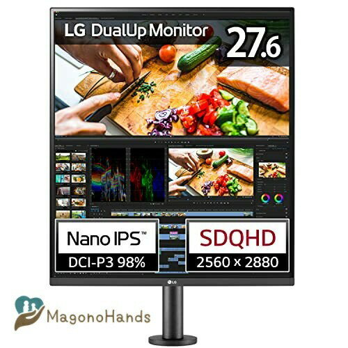 LG デュアルアップ モニター 28MQ780-B 27.6インチ/アスペクト比 16:18 SDQHD(2560×2880)/Nano IPS 非光沢/DCI-P3 98%/USB Type-C、HDMI×2、DisplayPort/スピ