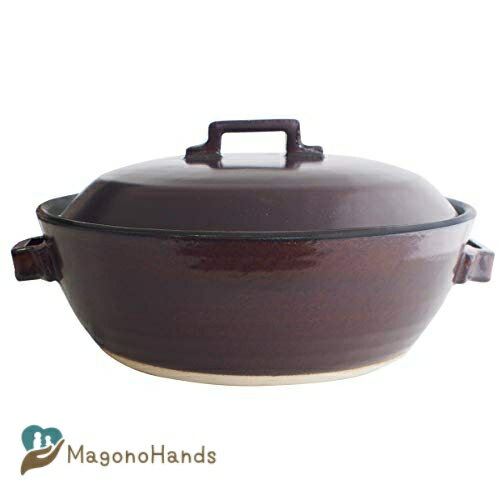 楽天MagonoHandsマルヨシ陶器 セラミック加工 IH 土鍋 STYLE BROWN 8号 茶 2.2l 土鍋 IH対応 おしゃれ 8号 M1079